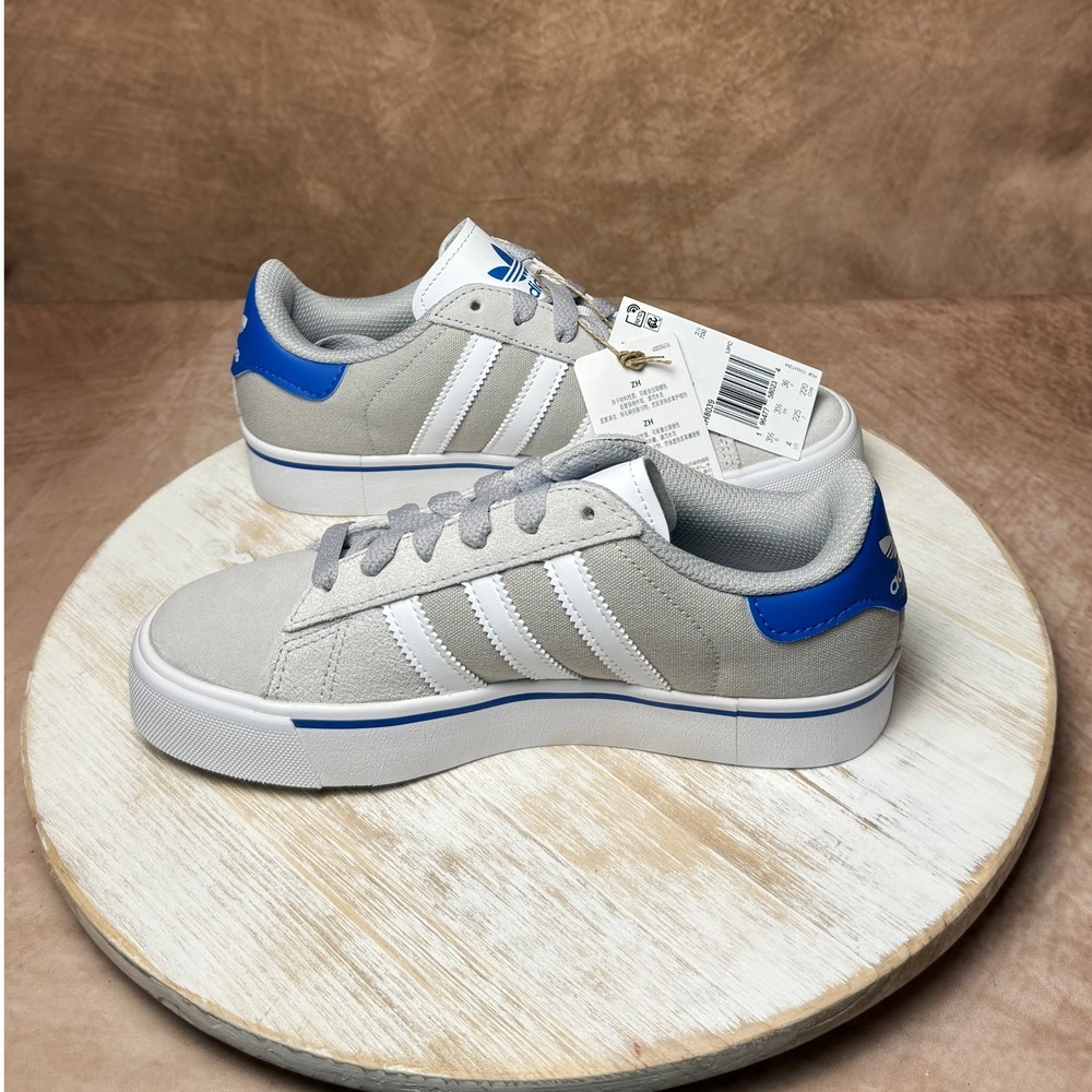 Adidas Campus Vulc J Grey White Sneakers 4Y